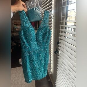 Elegant Teal Lace Dress